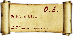 Orián Lili névjegykártya